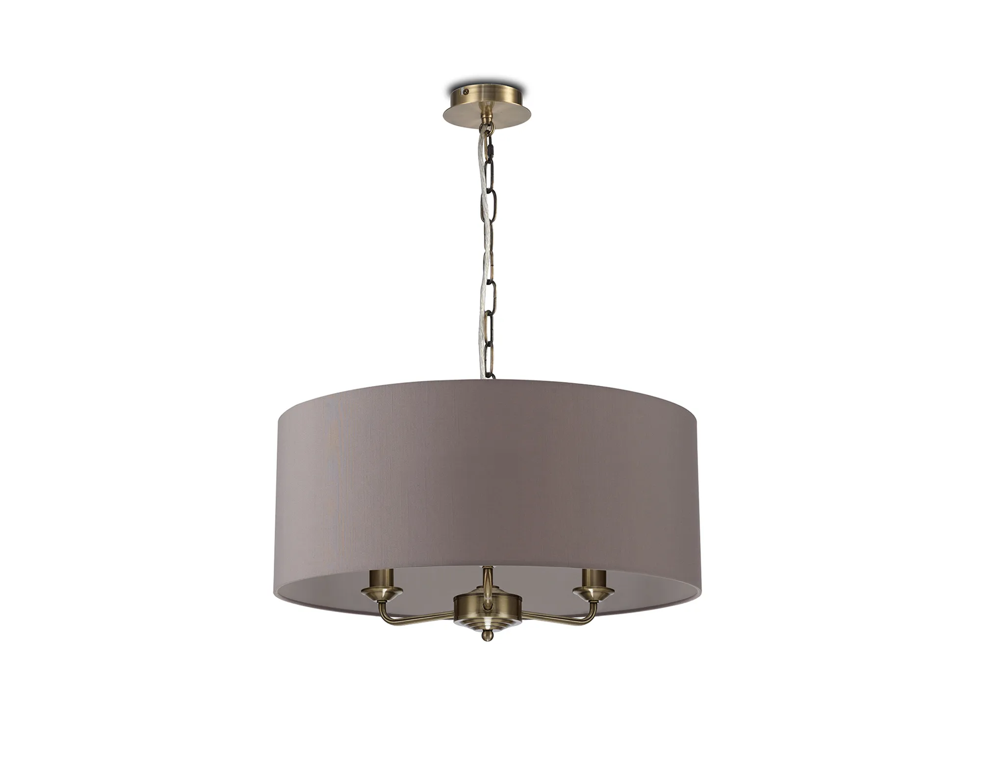 Banyan 50cm 3 Light Pendant Antique Brass, Grey DK0048  Deco Banyan AB GR